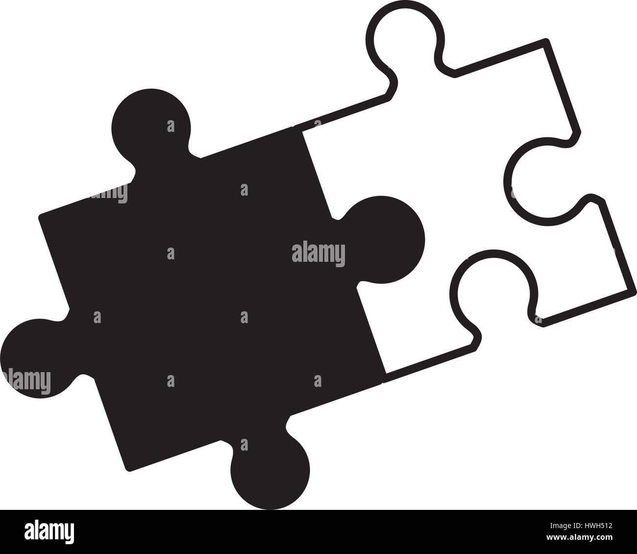 Puzzle-Lösung Zusammenarbeit Monochrom Stock Vektor