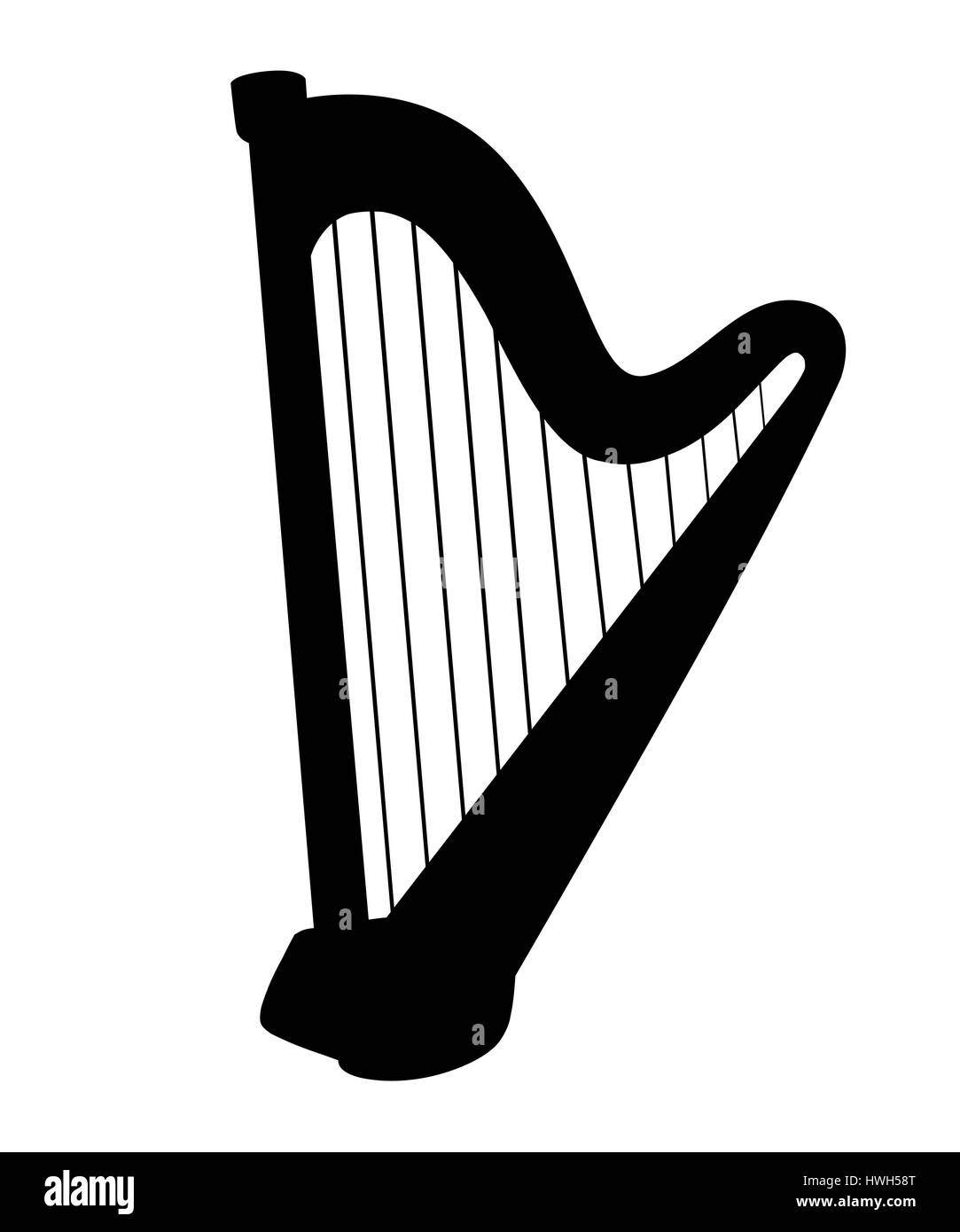 Harfe-Iconset für Innenräume flaches Design-Stil-Vektor-illustration Stock Vektor