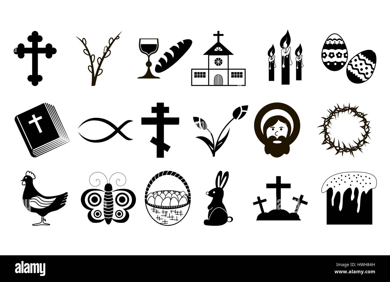 Schwarz / weiß-Ostern-Symbole Stock-Vektorgrafik - Alamy