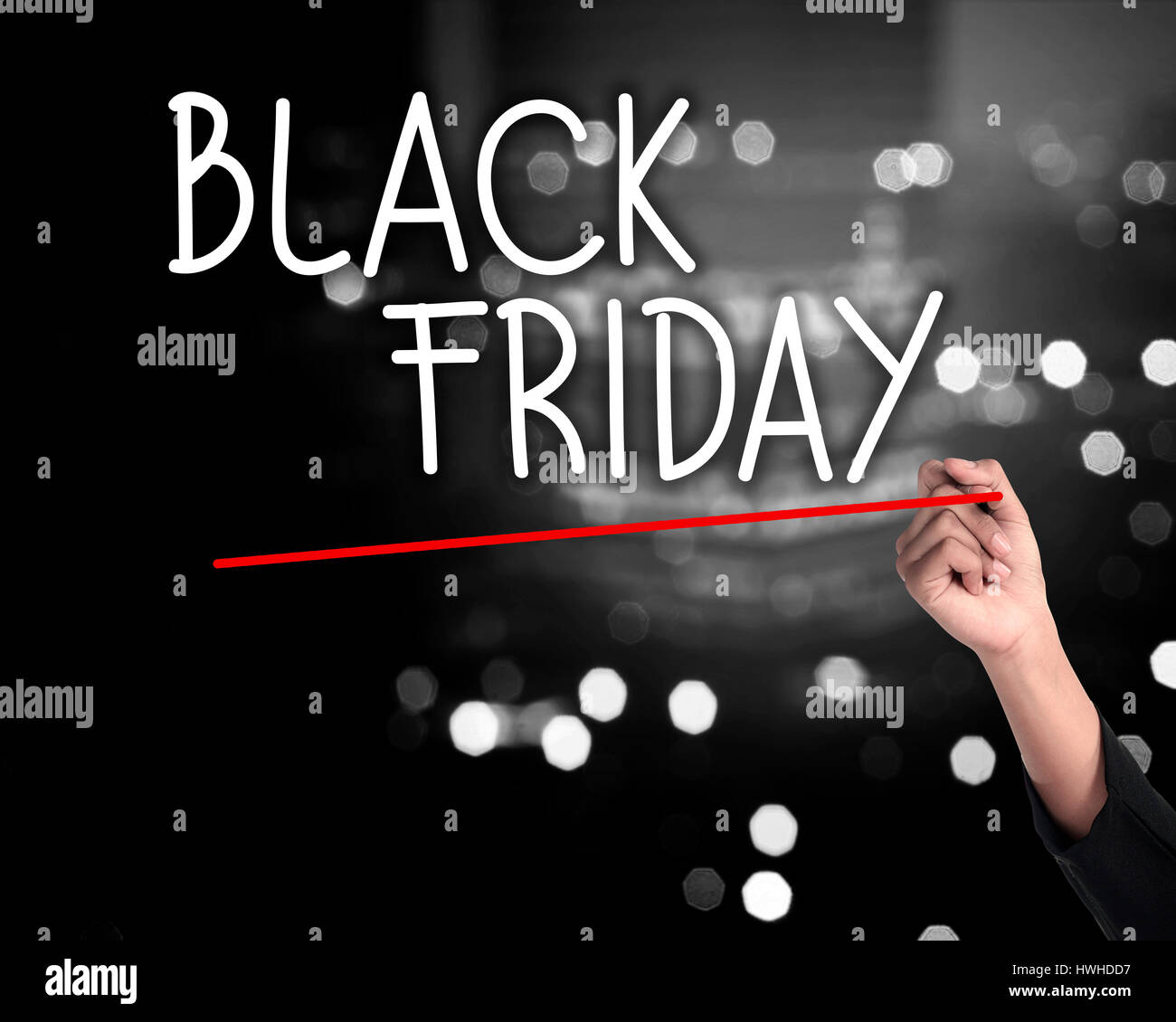 Schwarzer Freitag-Text zeichnen Hand. Schwarzer Freitag-Konzept Stockfoto
