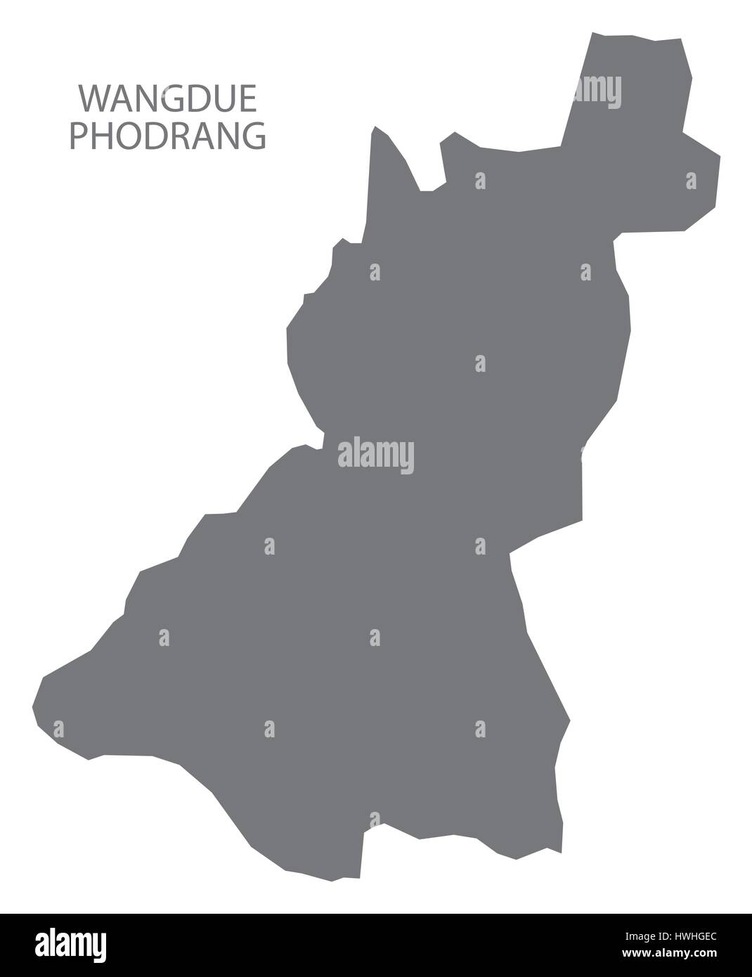 Wangdue Phodrang Bhutan Bezirk Karte grau Abbildung silhouette Stock Vektor