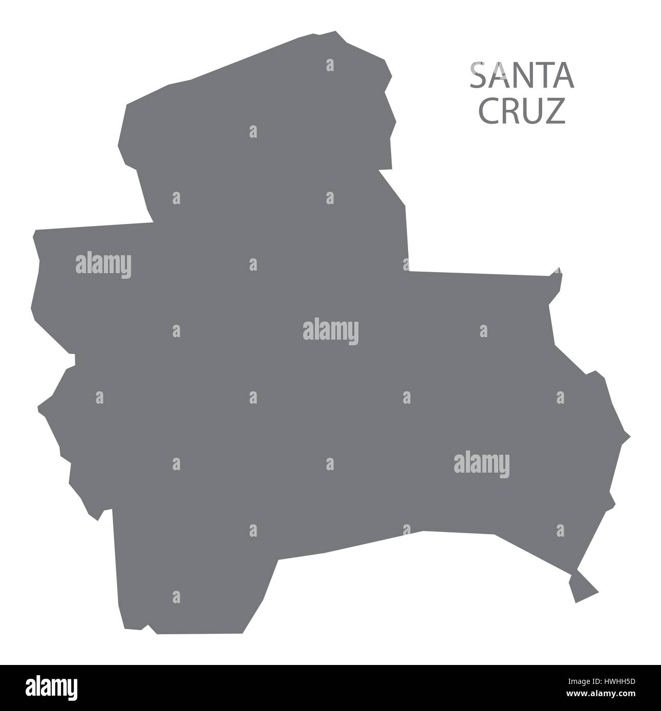 Santa Cruz Bolivien Abteilung Karte grau Abbildung silhouette Stock Vektor