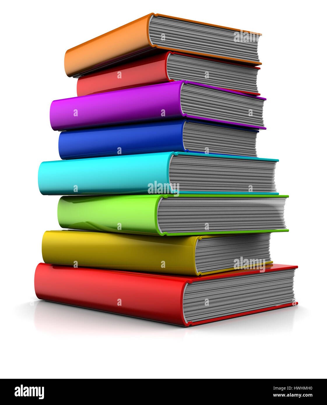 3D Darstellung der bunte Bücher Stockfoto
