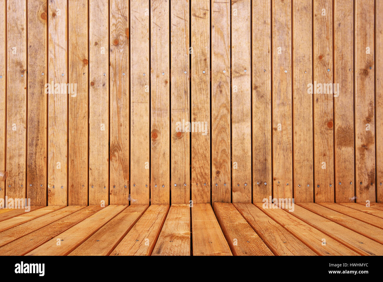 Leere hölzernen Innenraum für Product Placement, selektiven Fokus auf Vordergrund Stockfoto