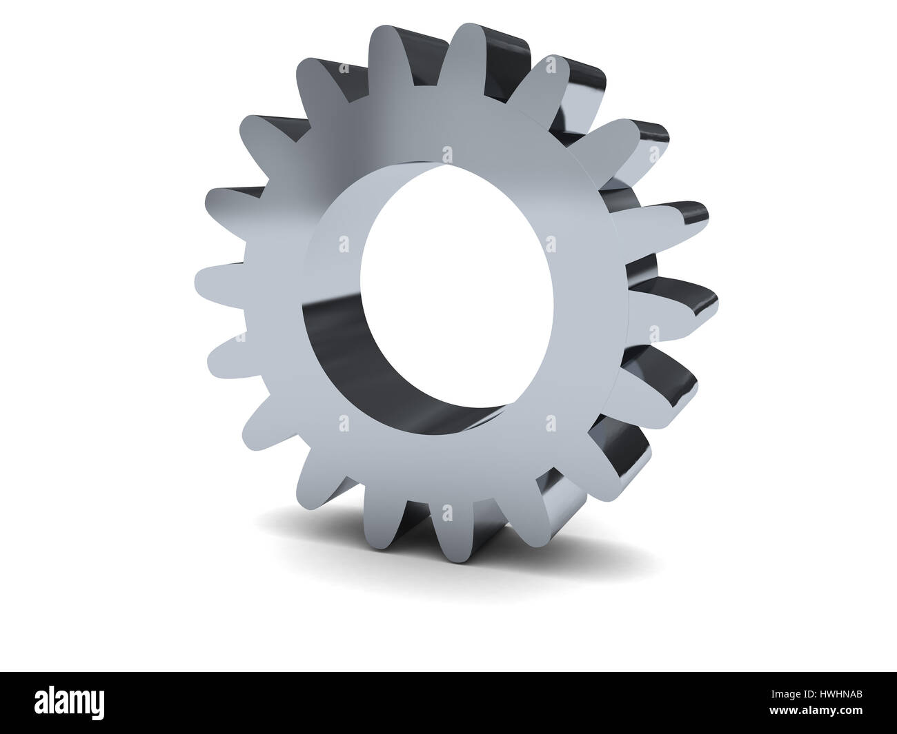 3D Darstellung der Stahl Zahnrad auf weißem Hintergrund