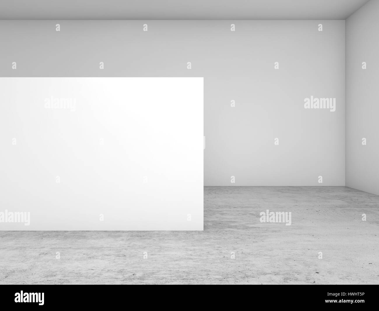 Abstrakte leerer weißen Innenraum Hintergrund, leer stehen auf Betonboden, zeitgenössische Architekturdesign. 3D illustration Stockfoto