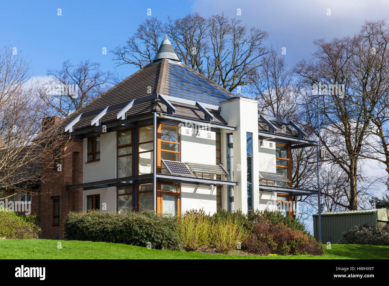 Nottingham University, Öko-Haus, moderne Architektur, Neubau, Eco-freundlich, zu Hause, experimentell, Gehäuse, Eco Zuhause, Öko-Haus-uk, Stockfoto