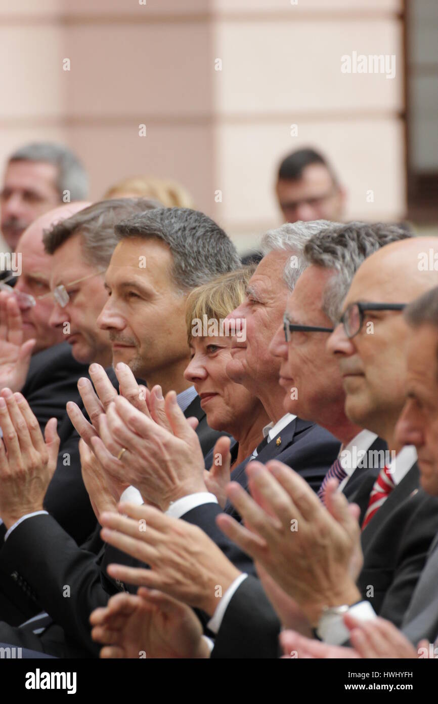 Berlin, Deutschland, 10. September 2014: Bundespräsident Joachim Gauck beteiligt sich an Vorbilder Ausstellung. Stockfoto