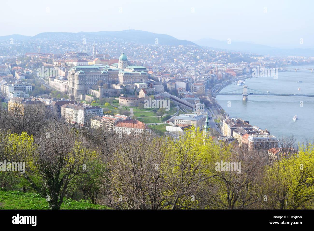 Blick auf Budapest, Ungarn. Blick auf die Stadt und die Donau Stockfoto