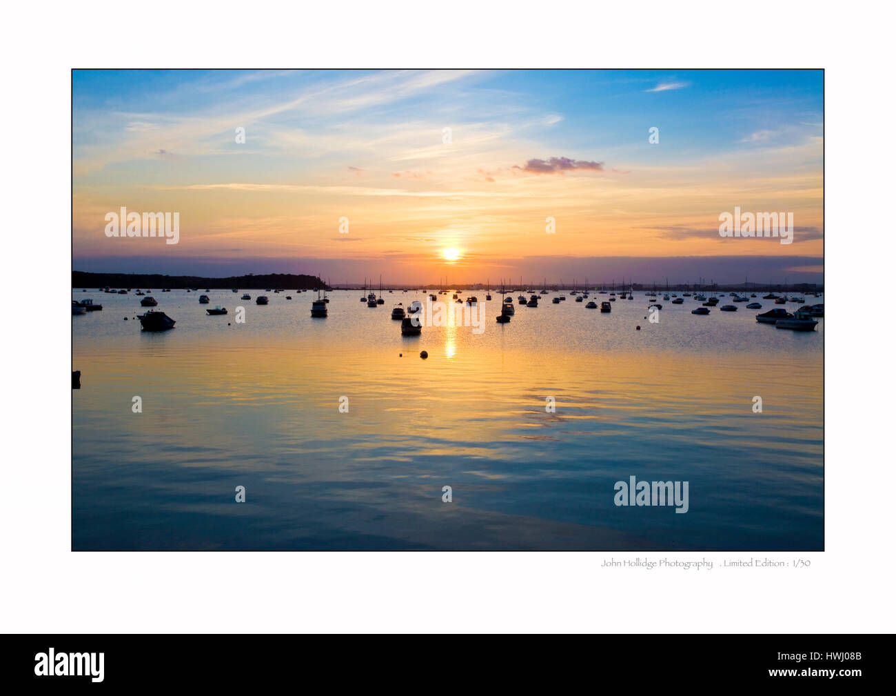 Sonnenuntergang Hafen von Poole UK Stockfoto
