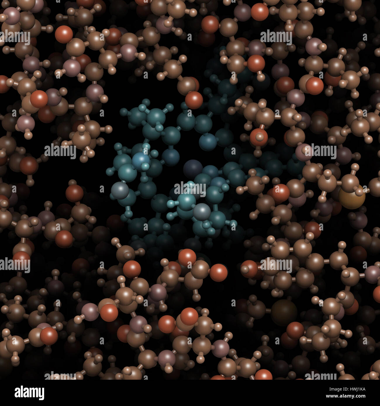 Intrinsic-Faktor (IF) Protein. Glykoprotein produziert in den Magen, notwendig für die Aufnahme von Vitamin B12 (Cobalamin). 3D Illustration. Atome gezeigt Stockfoto