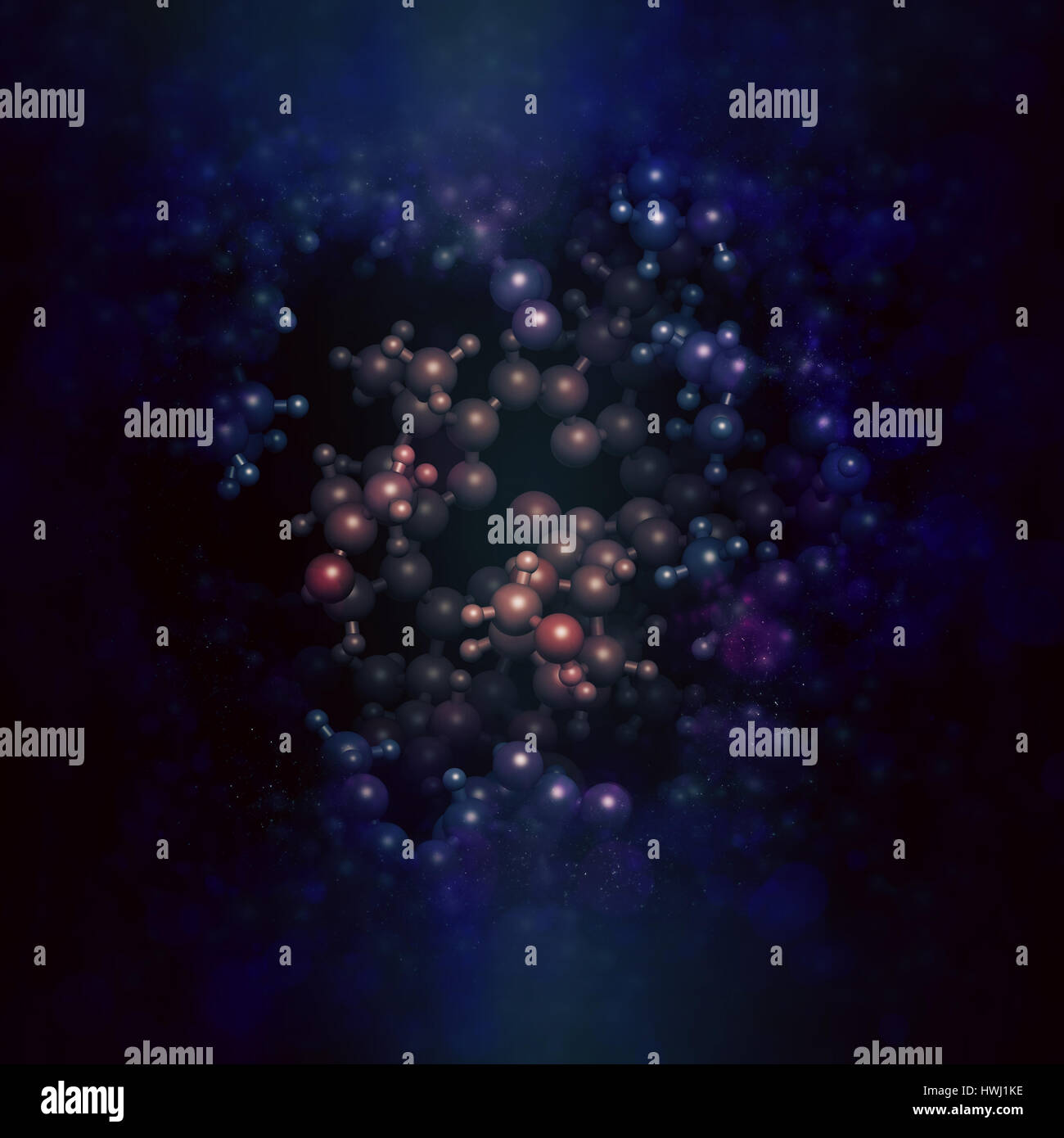 Intrinsic-Faktor (IF) Protein. Glykoprotein produziert in den Magen, notwendig für die Aufnahme von Vitamin B12 (Cobalamin). 3D Illustration. Atome gezeigt Stockfoto