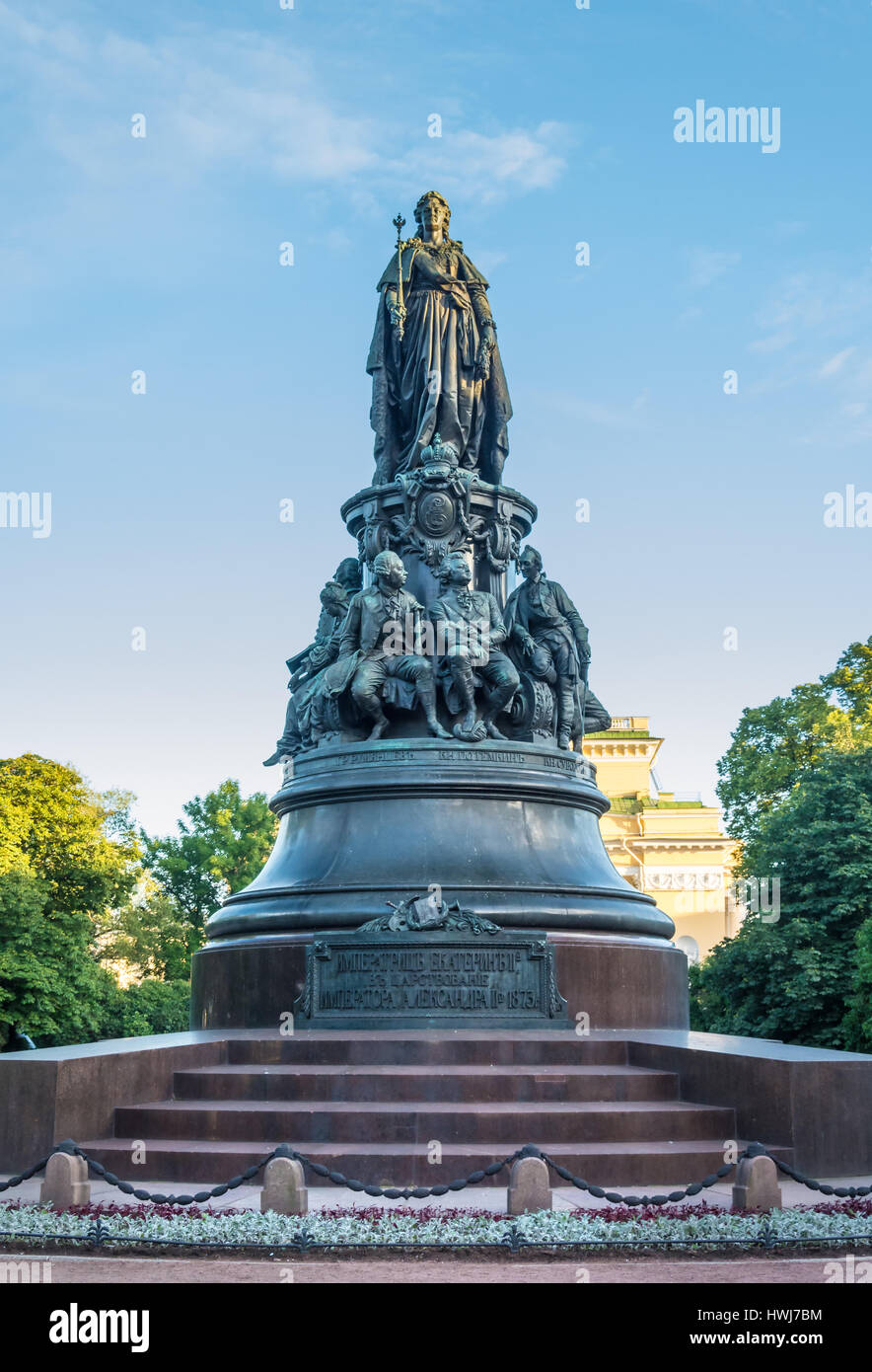 ST. PETERSBURG, Russland - 11. Juli 2016: Denkmal für Katharina die große, Sankt Petersburg, Russland Stockfoto