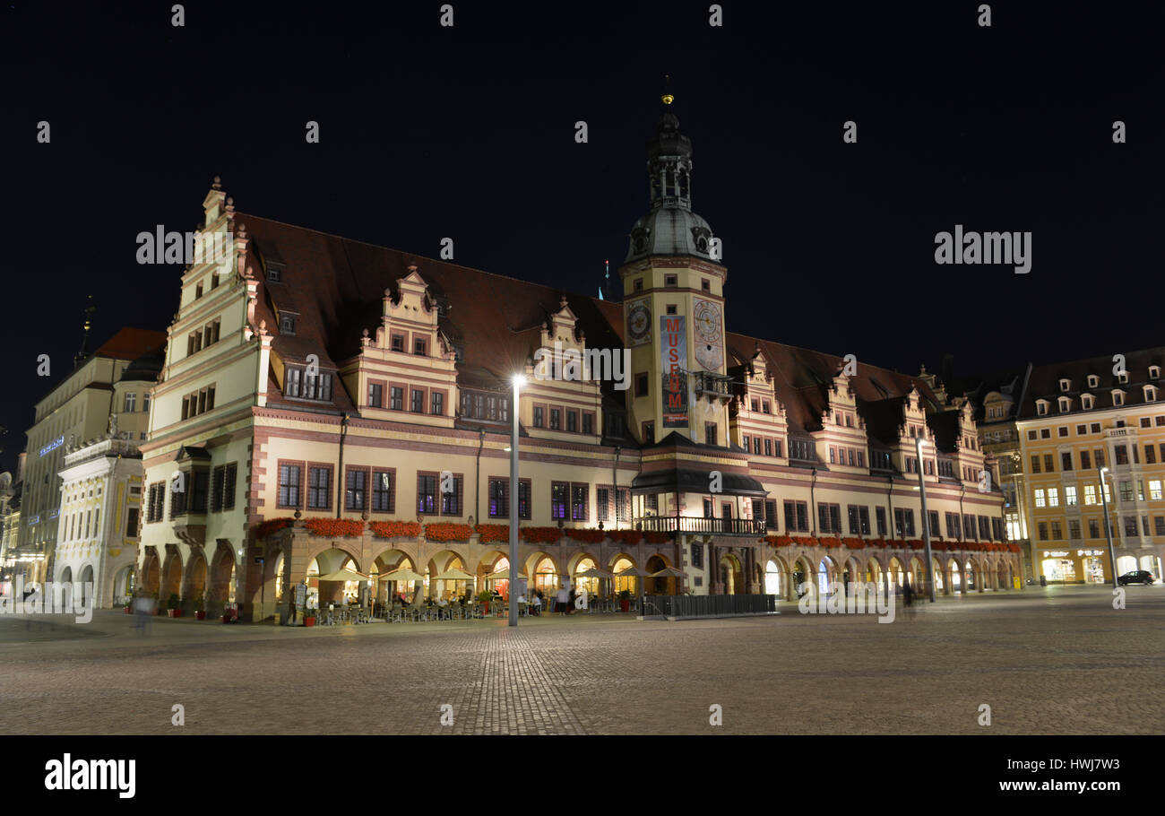 Altes Rathaus, Markt, Leipzig, Sachsen, Deutschland Stockfoto