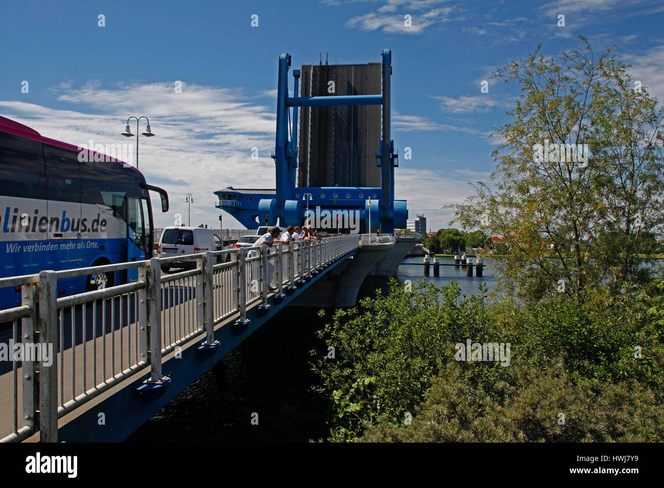 Die Peene-Brücke, Wolgast, Mecklenburg-West Pomerania, Deutschland Stockfoto