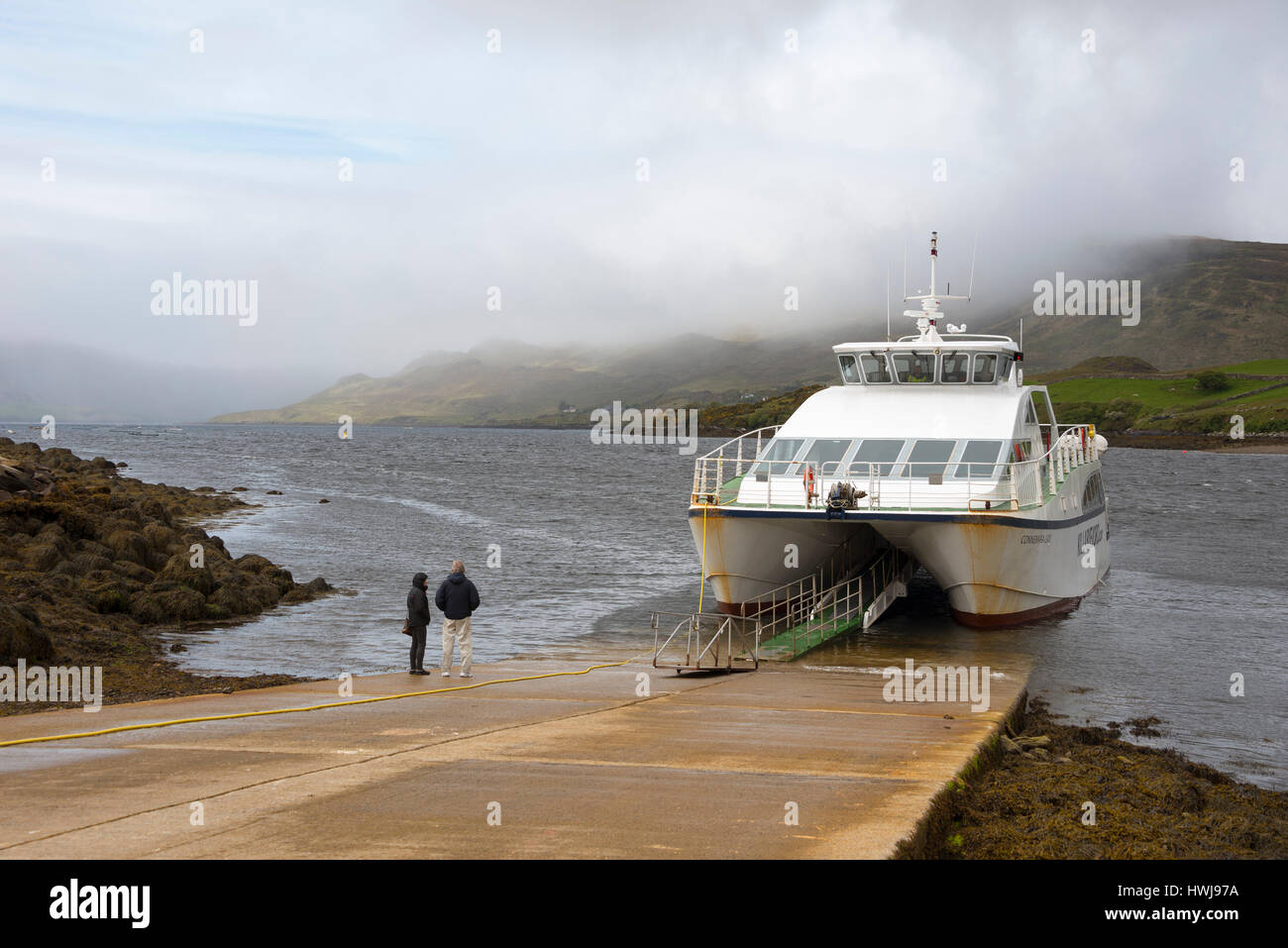 Boot, Killary Harbour, Fjord, Irland Stockfoto