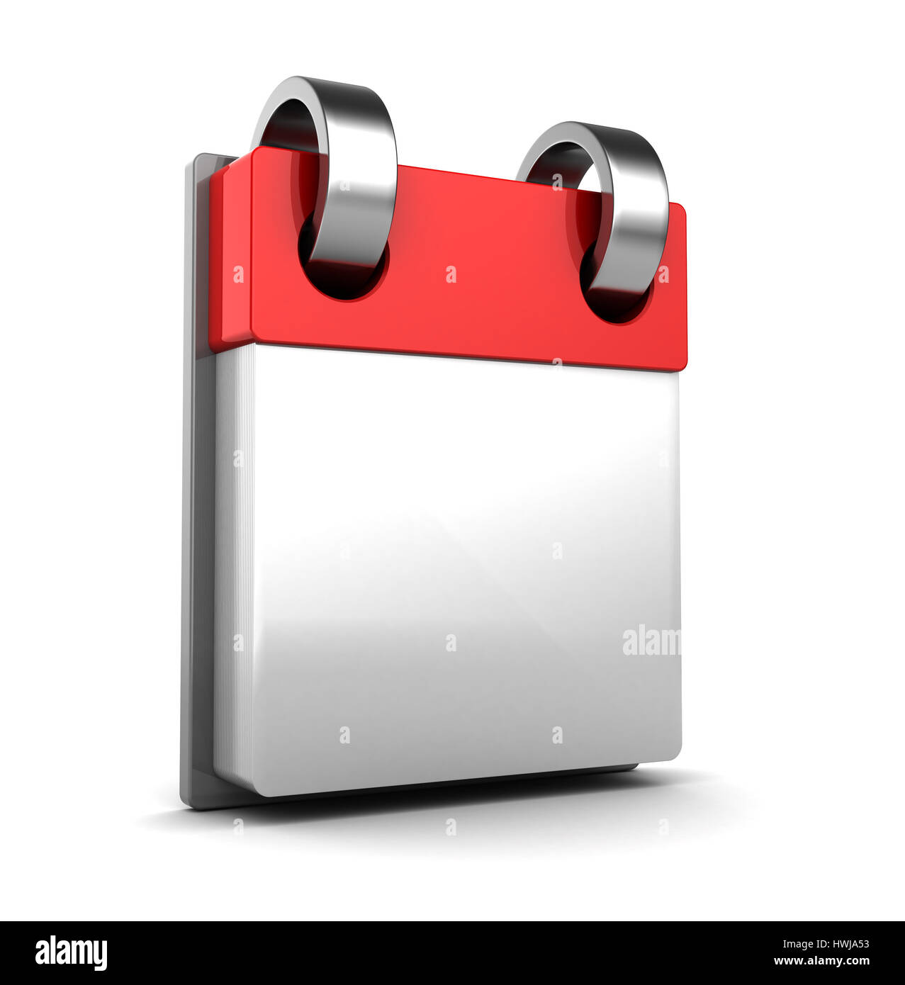 3D Abbildung des Kalenders mit leeren Seite über weiß Stockfoto