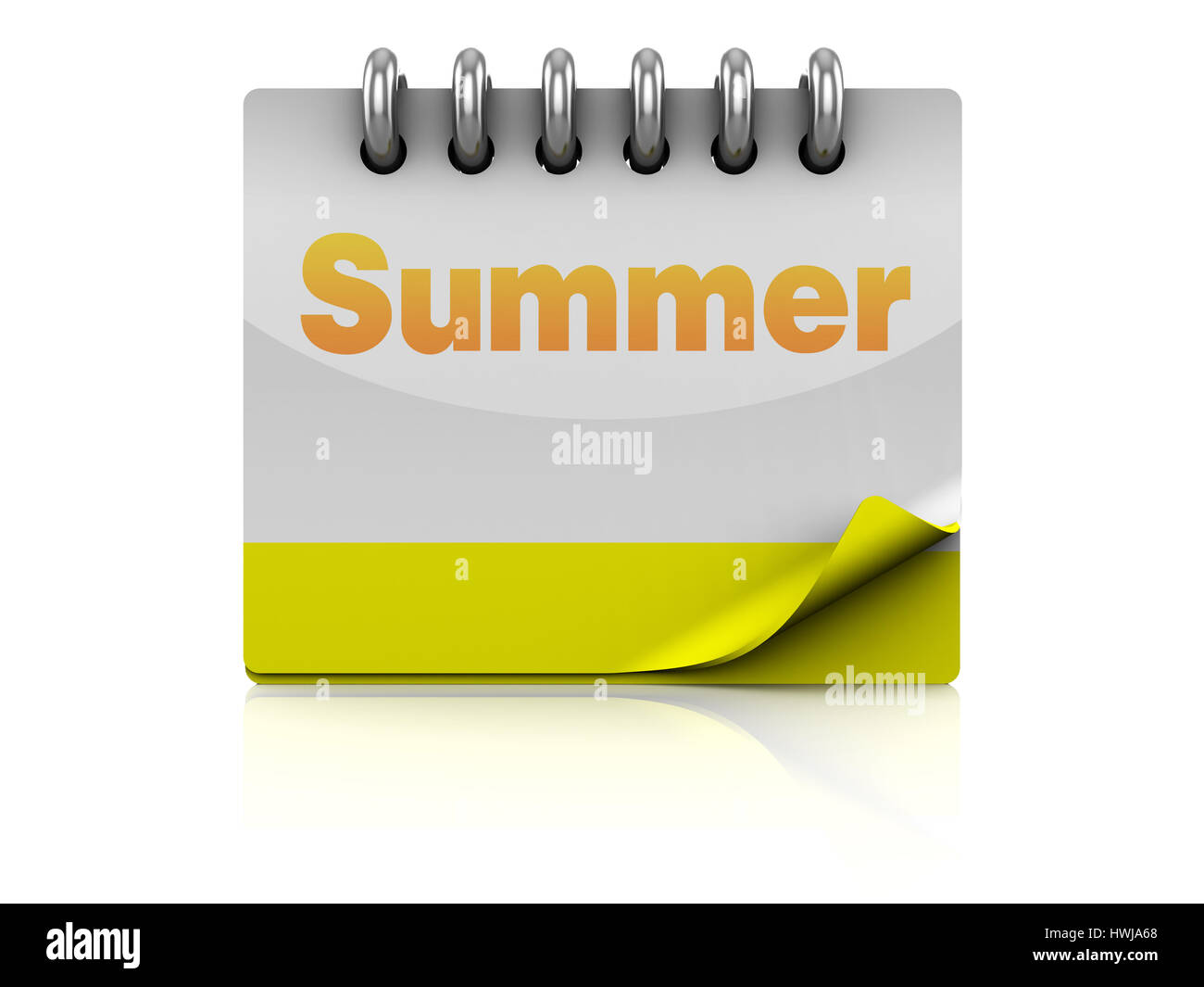 3D Abbildung des Sommer-Kalender-Seite Stockfoto