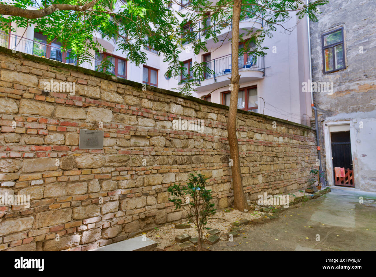 Ghettomauer, Juedisches Viertel, Budapest, Ungarn Stockfoto