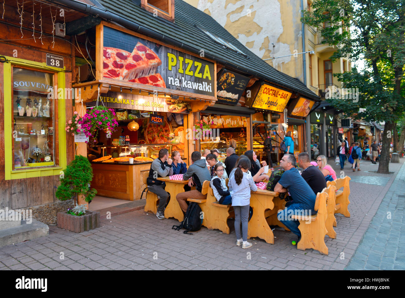 Pizzeria Krupowki, Zakopane, Polen Stockfoto
