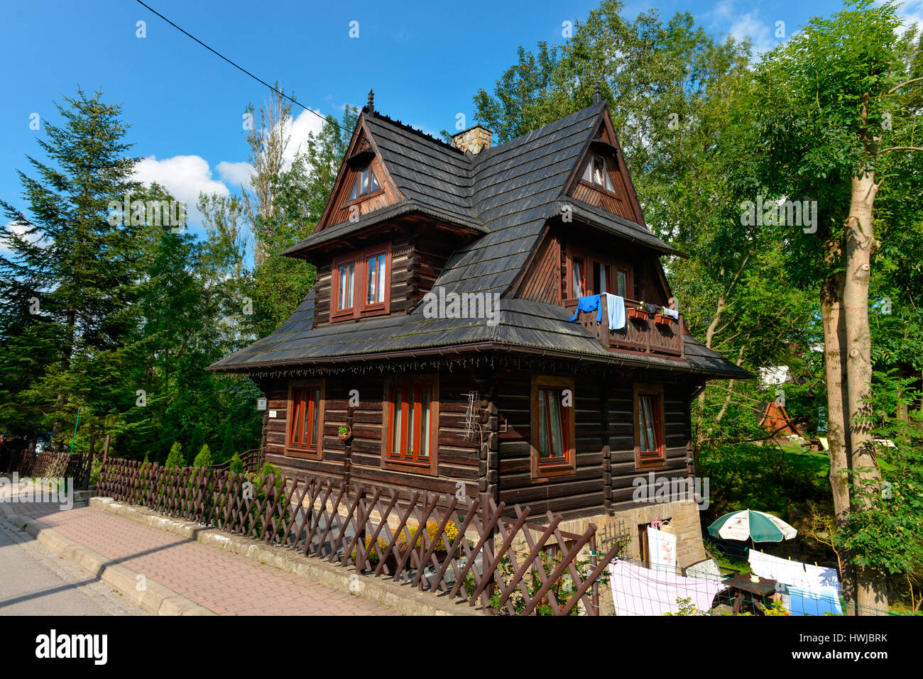 Traditionelles Holzhaus, Strazyska, Zakopane, Polen Stockfoto