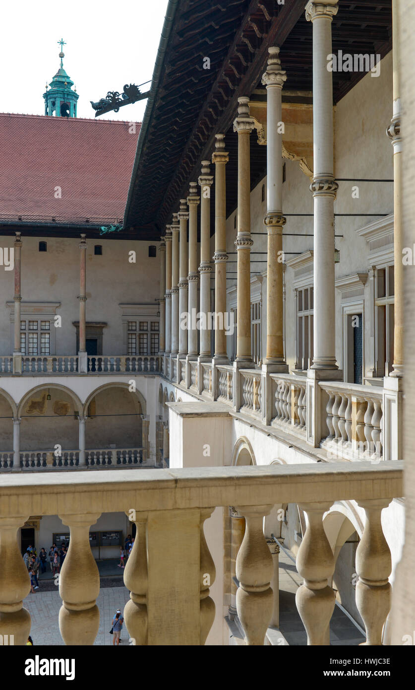 Arkadengang, Innenhof, Koenigsschloss, Wawel, Krakau, Polen Stockfoto