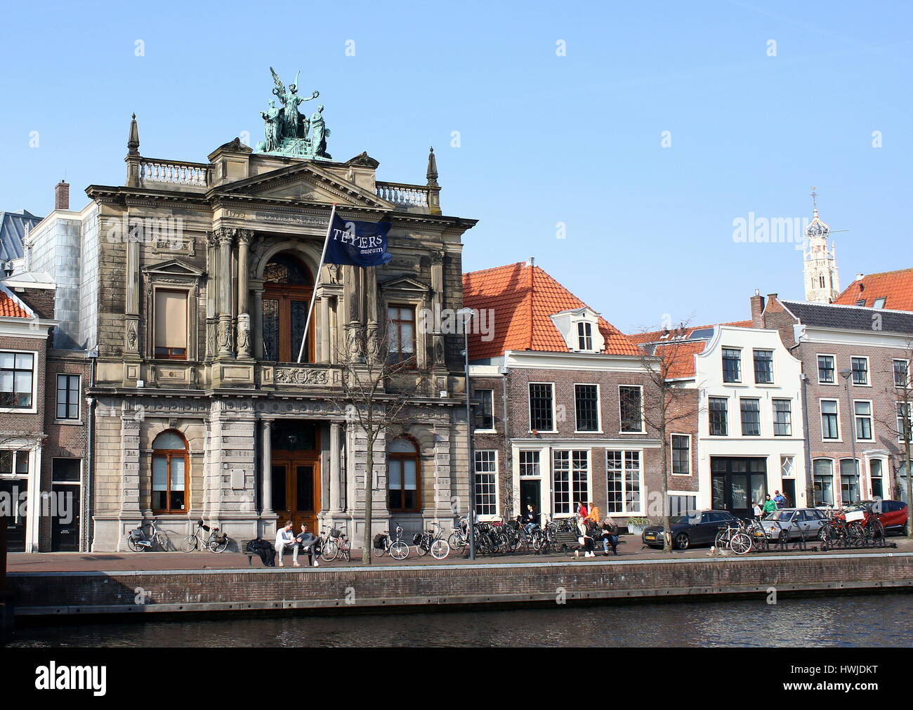 18. Jahrhundert Teyler Museum Kunst, Naturgeschichte und Wissenschaftsmuseum in Haarlem, Niederlande am Fluss Spaarne Stockfoto