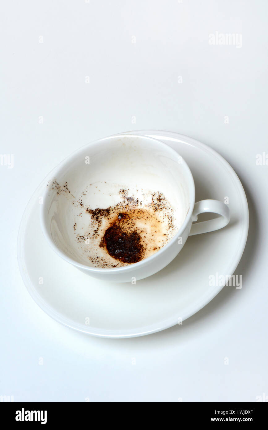 Kaffeesatz in der Tasse, Kaffeesatz lesen Stockfoto