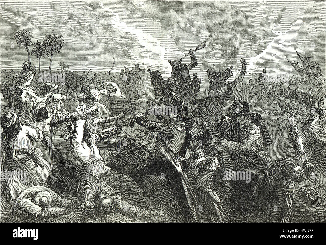 die Schlacht von Ferozeshah, Punjab, Indien, 1845 erster Anglo-Sikh-Krieg Stockfoto