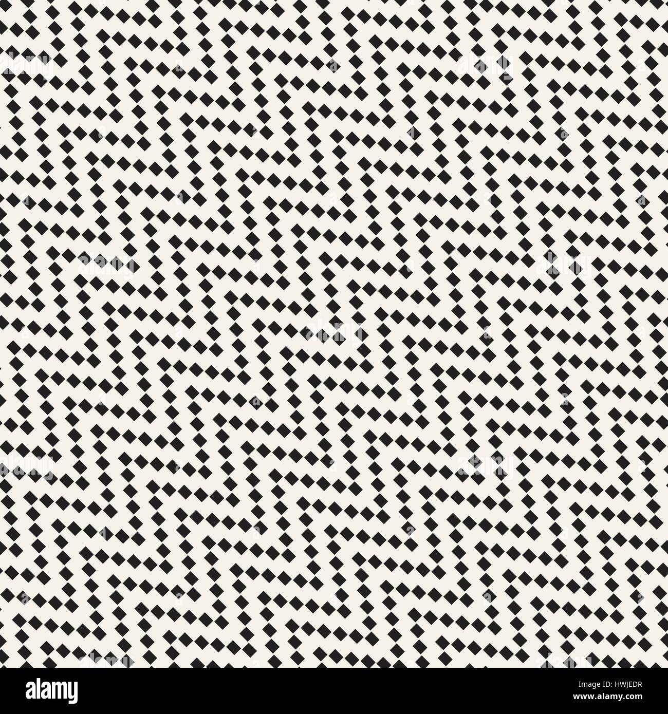 Halbton kantigen Linien Mosaik endlose elegante Textur. Vektormuster nahtlos schwarz / weiß Stock Vektor