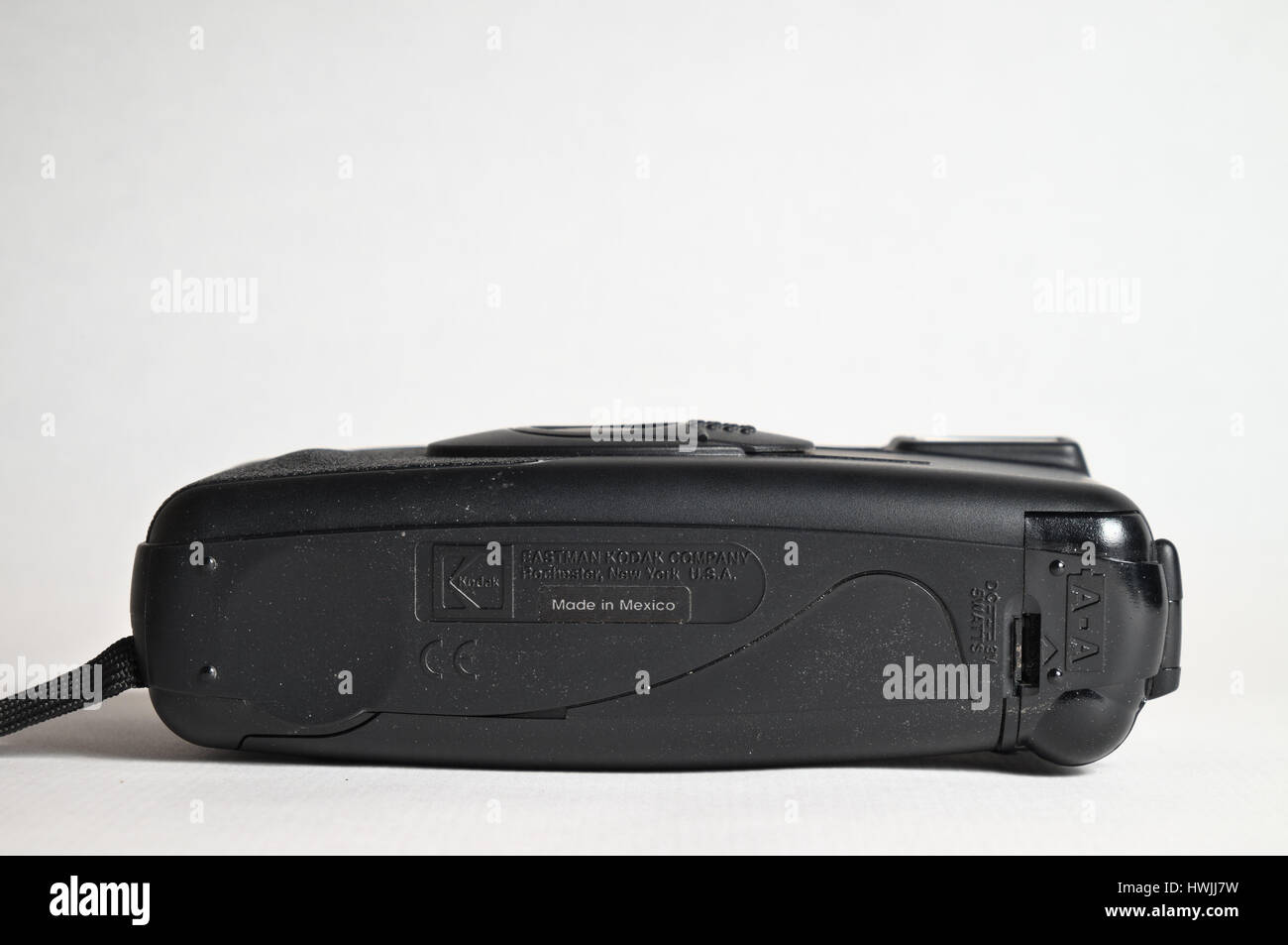 Alte Kodak analoge Kamera, Modell KB20. 35mm Film Kompaktkamera mit 30mm Ektanar Objektiv bei f/8, Verschlusszeit von 1/100. Hergestellt in Mexiko. Stockfoto