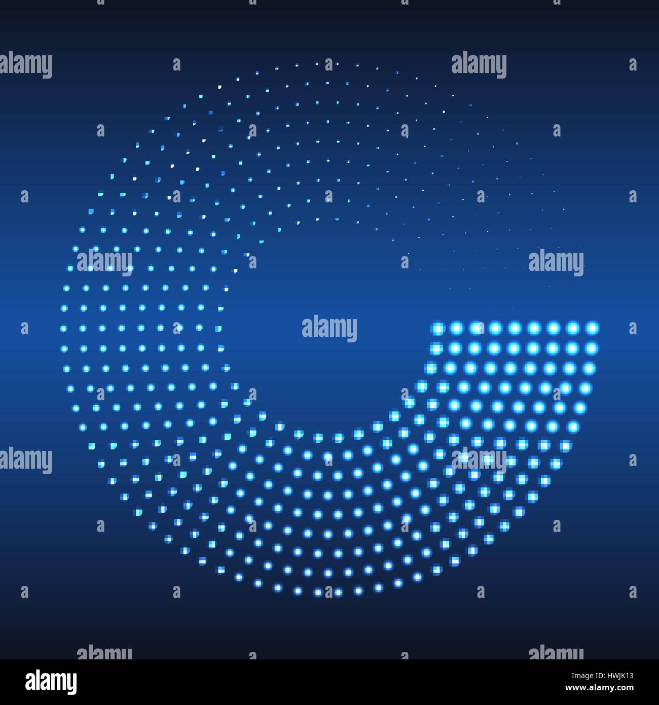 Glühende Halbton-Punkte-Kreis. Abstrakte Neonlichter Hintergrund für Ihr design Stock Vektor