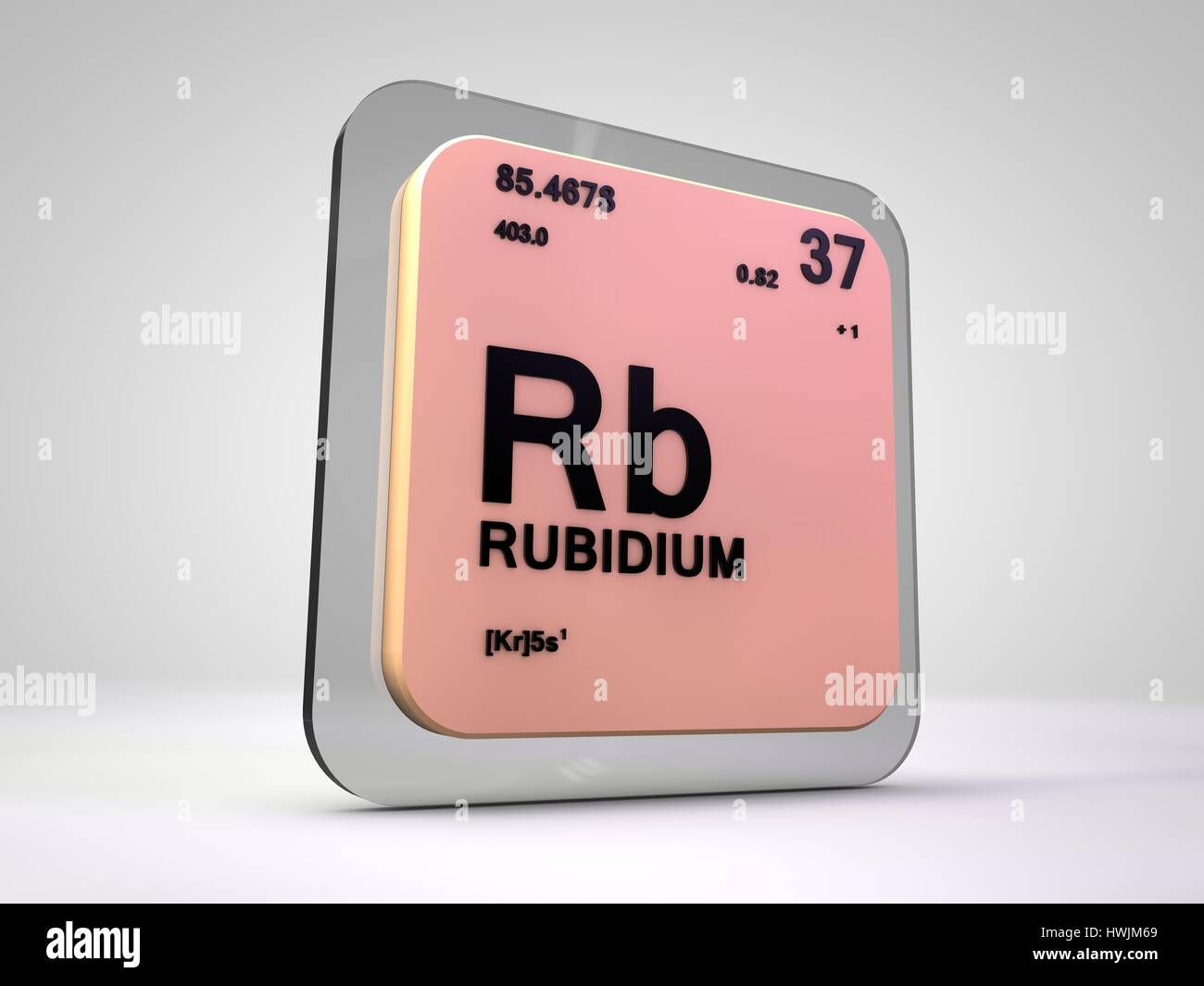 Rubidium - Rb - Chemisches Element Periodensystem 3d render Stockfoto