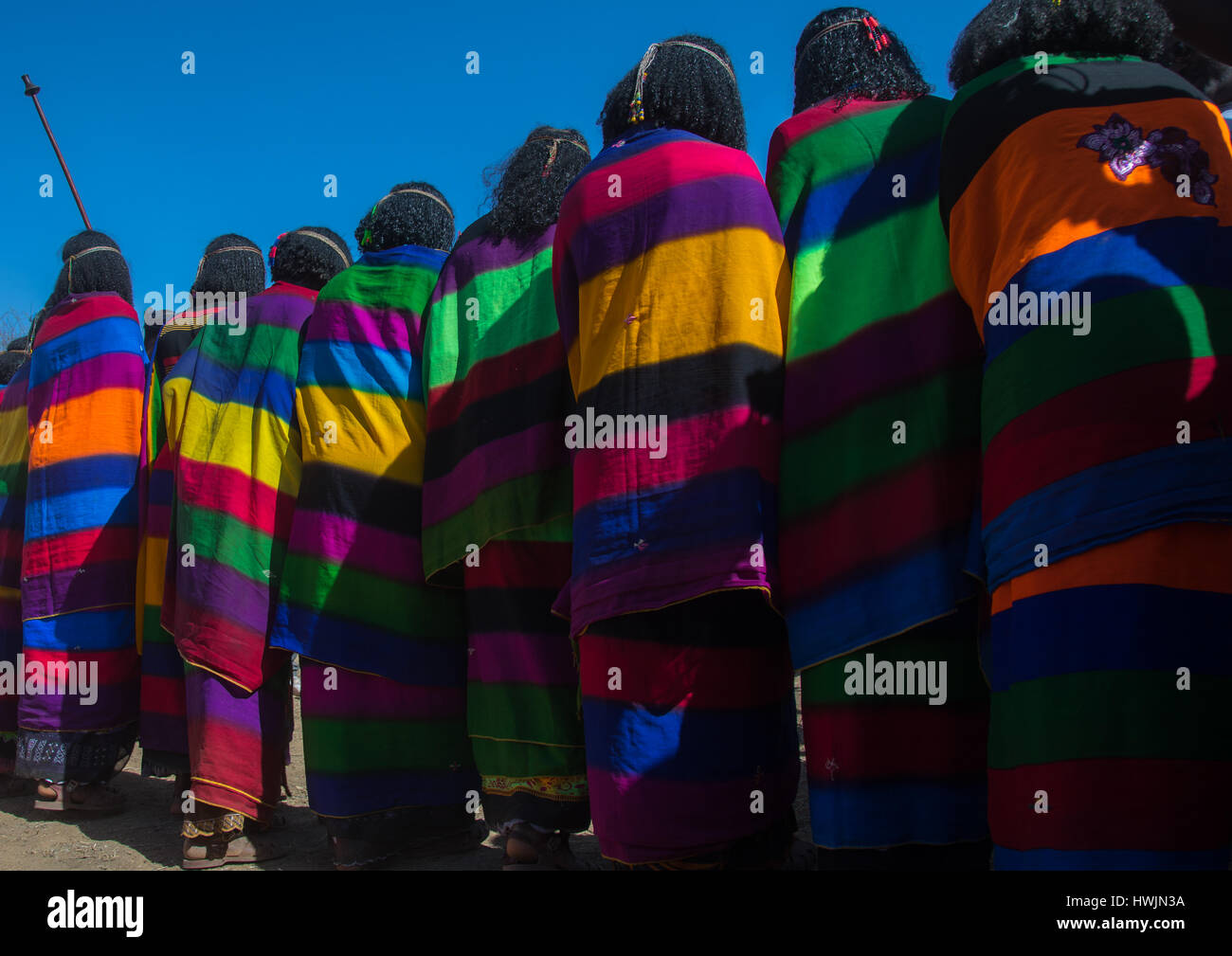 Borana Stamm Jungfrauen während der Gada System Zeremonie in Oromia, Yabelo, Äthiopien Stockfoto