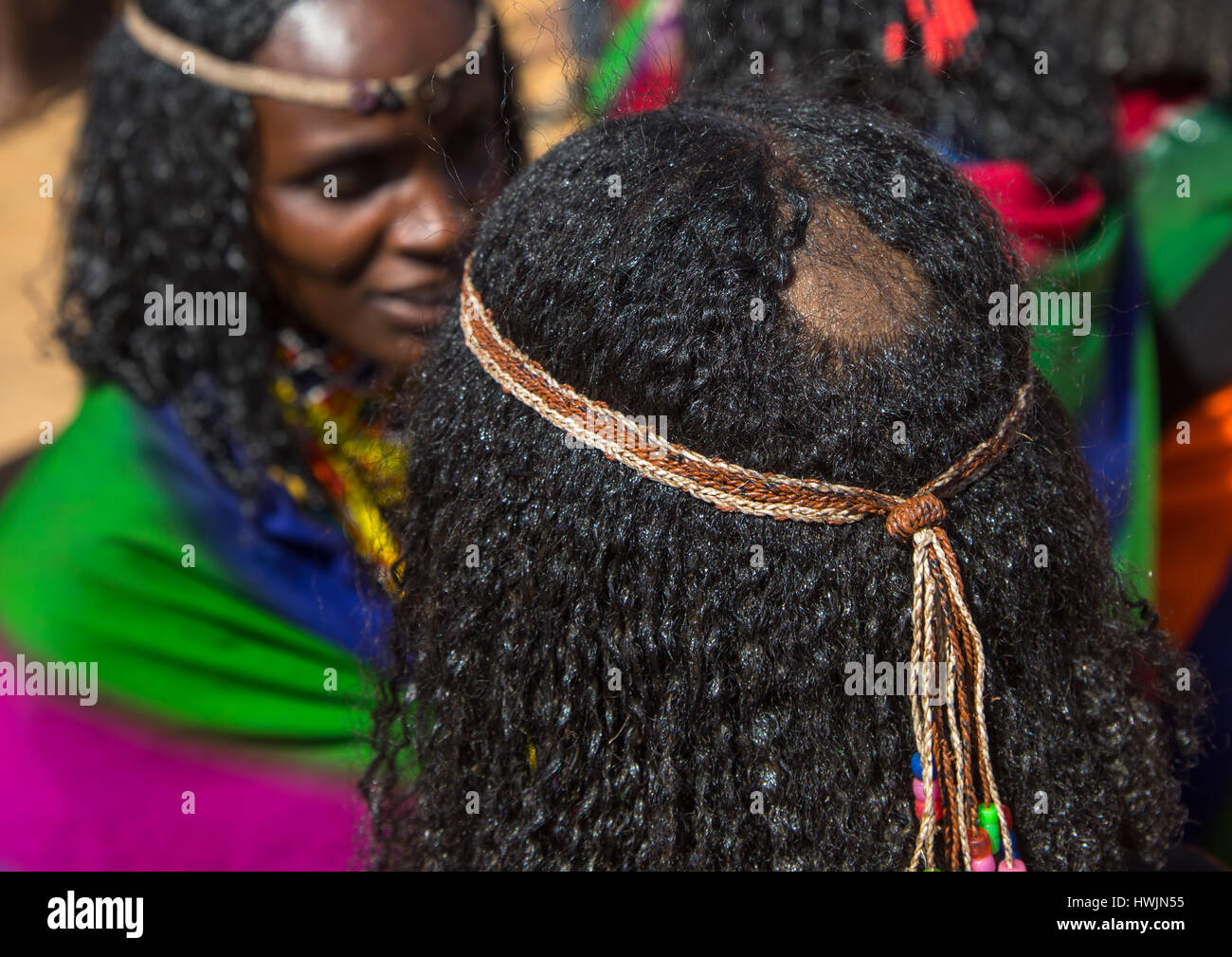 Tonsure, der angibt, die Borana Stamm Mädchen ist Jungfrau während der Gada System Zeremonie, Oromia, Yabelo, Äthiopien Stockfoto