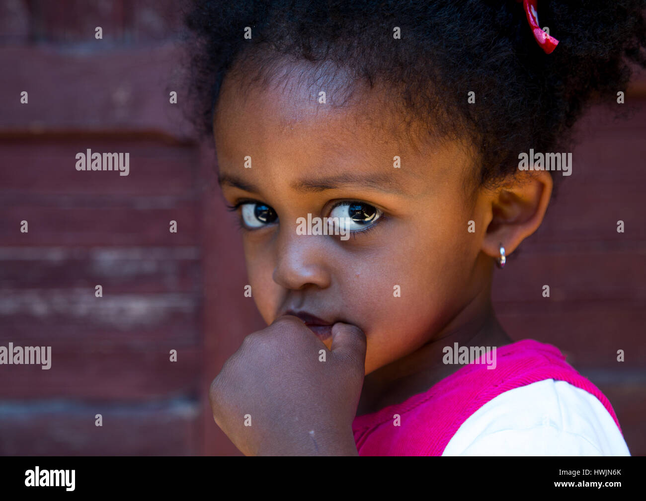 Porträt von einem netten äthiopische Mädchen, Addis Abeba Region, Addis Ababa, Äthiopien Stockfoto