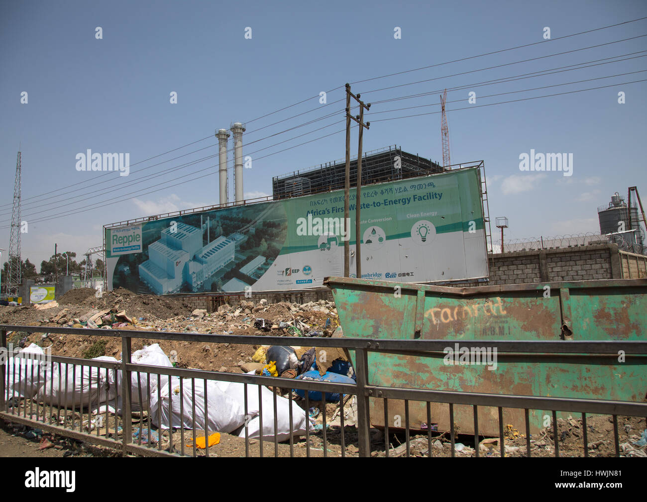 Saubere Energie-Fabrik in Koshe-Müllkippe, Addis Abeba Region, Addis Ababa, Äthiopien Stockfoto