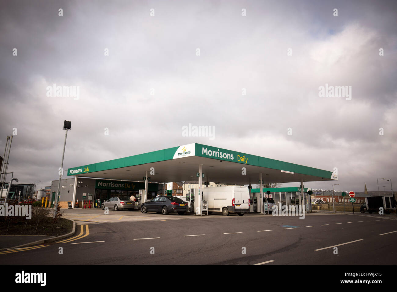 Morrisons Supermarkt, Blackhorse Street, Bolton.  Tankstelle Stockfoto