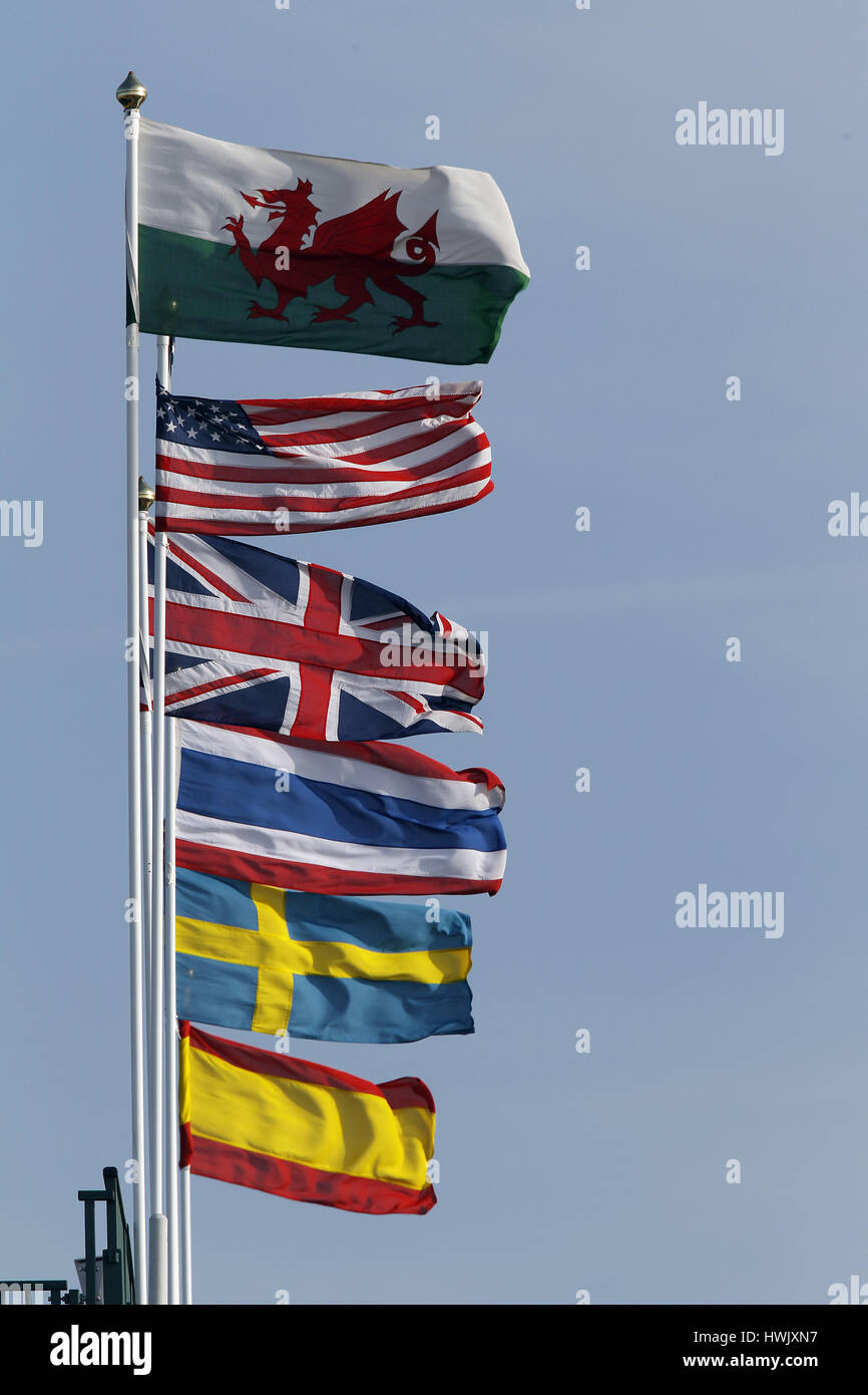 NATIONAL Flaggen der OPEN CHAMPIONSHIP OPEN CHAMPIONSHIP MUIRFIELD EAST LOTHIAN Schottland 20. Juli 2013 Stockfoto