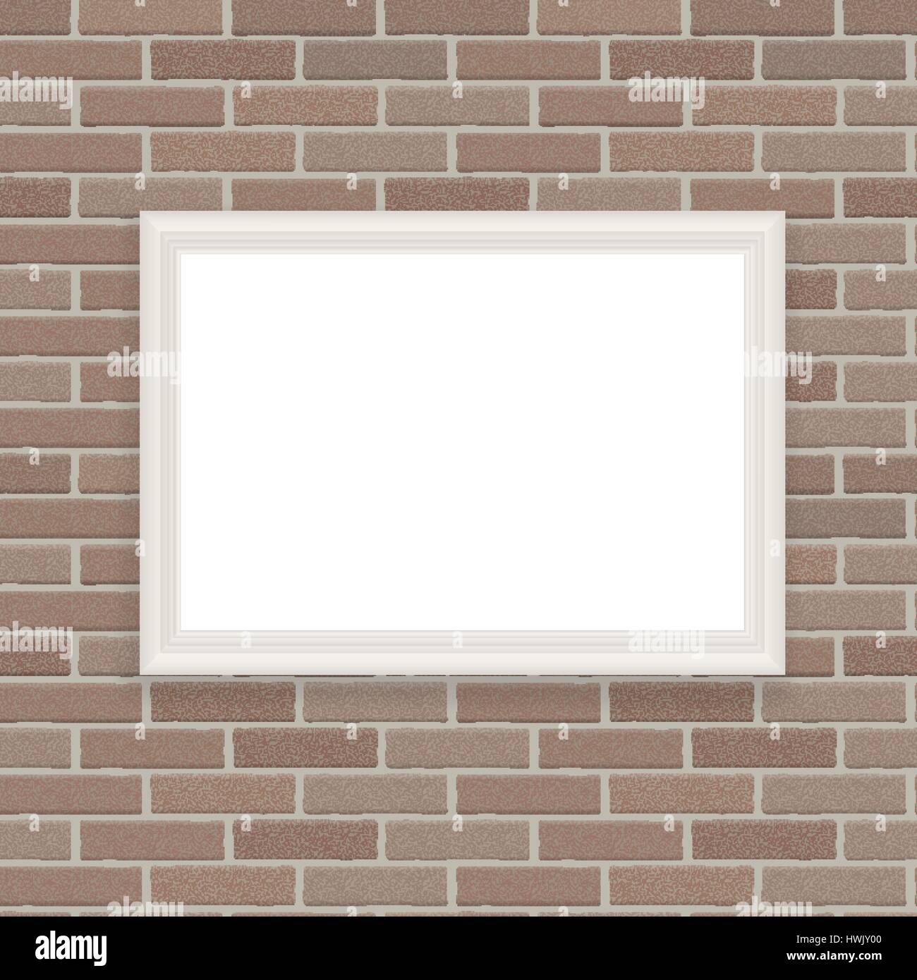 Weißer Rahmen auf Brick Wall Vektor Illustration Hintergrund Stock Vektor