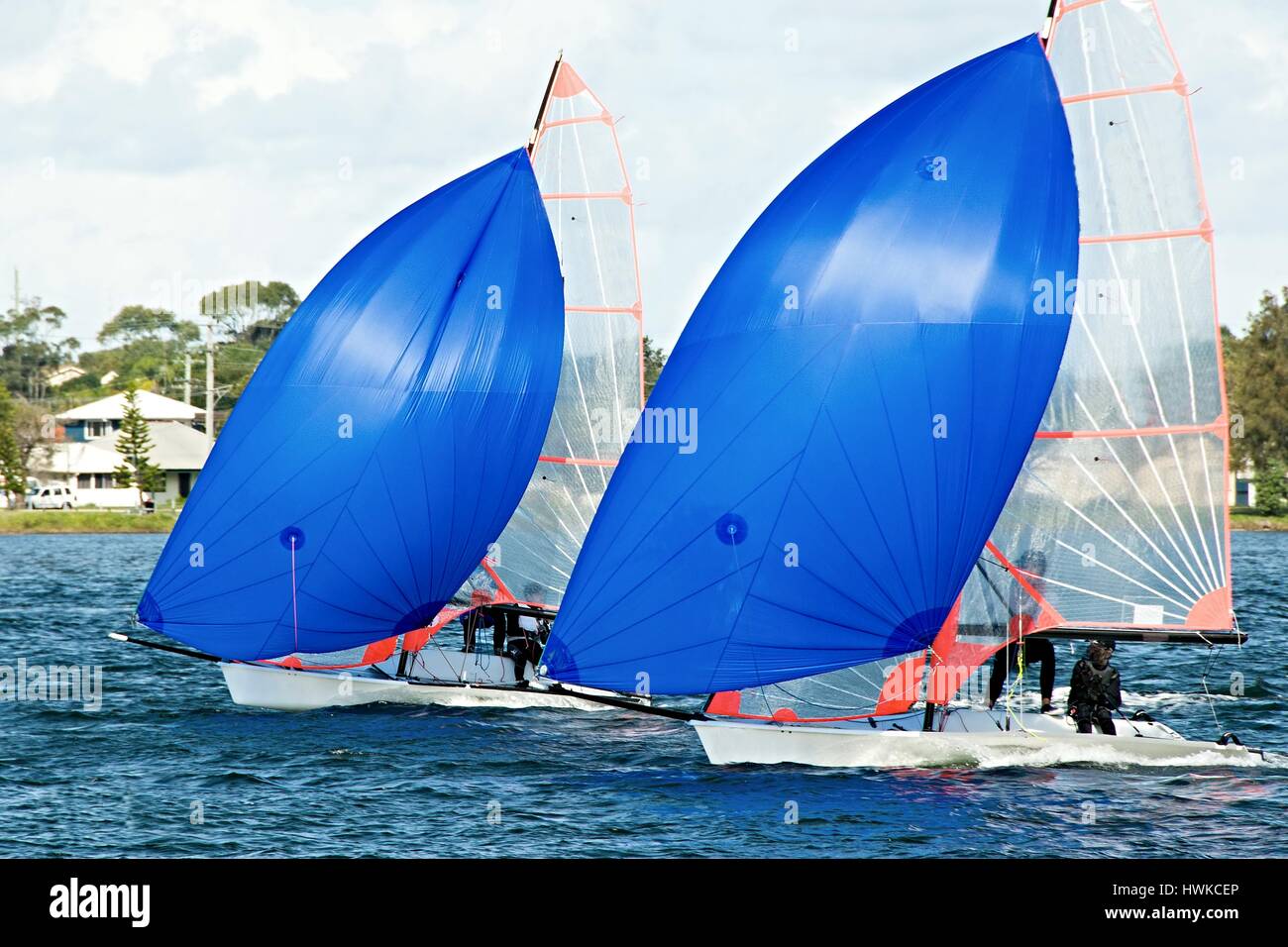 High School Kinder segeln. Lake Macquarie. April 2013. Stockfoto