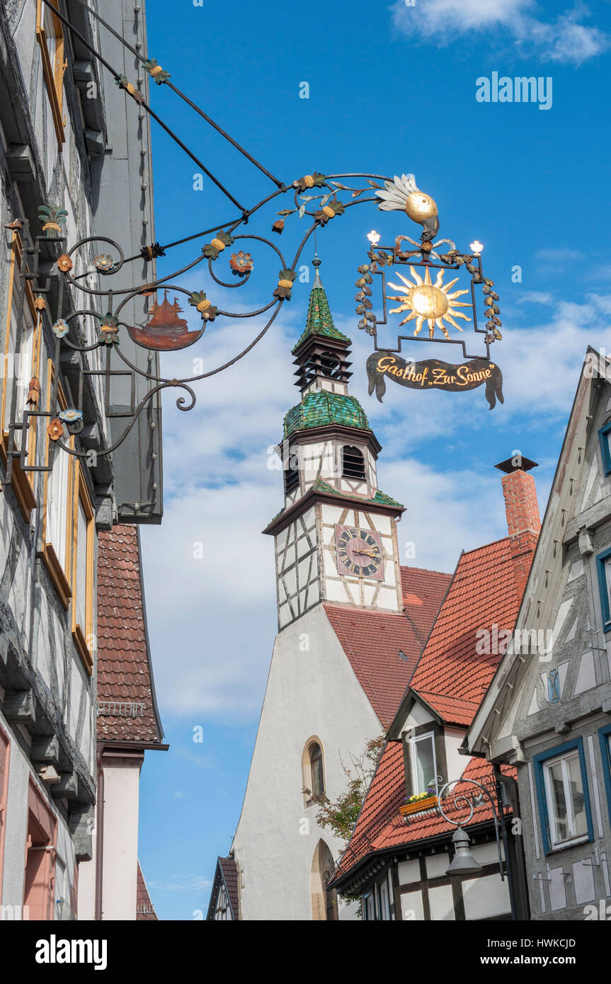 Fachwerk-Haus, Altstadt, Waiblingen, Rems Tal, Rems-Murr-Region, Baden-Württemberg, Deutschland Stockfoto