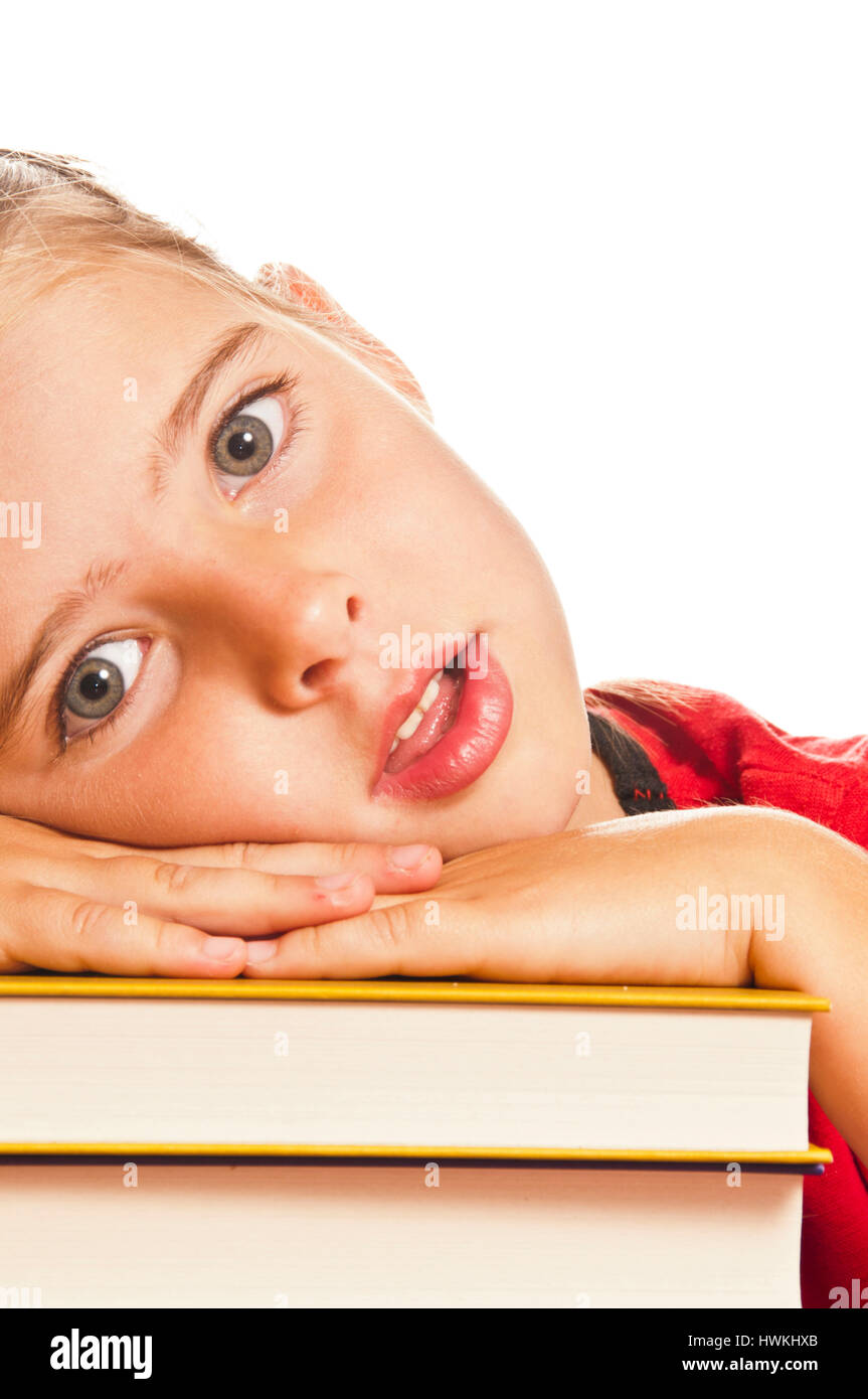 Mädchen mit Bücher zurück zu Schule Konzept Stockfoto