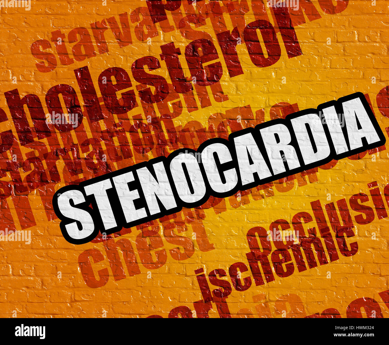 Modernes medizinisches Konzept: Stenokardie auf die gelbe Wand. Stockfoto