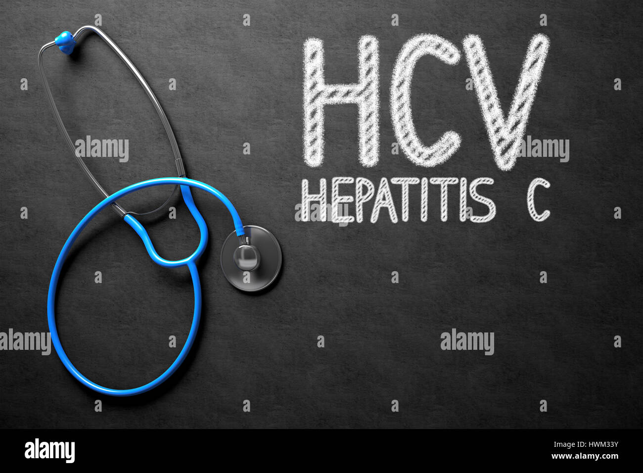 HCV-Konzept auf Tafel. 3D Illustration. Stockfoto