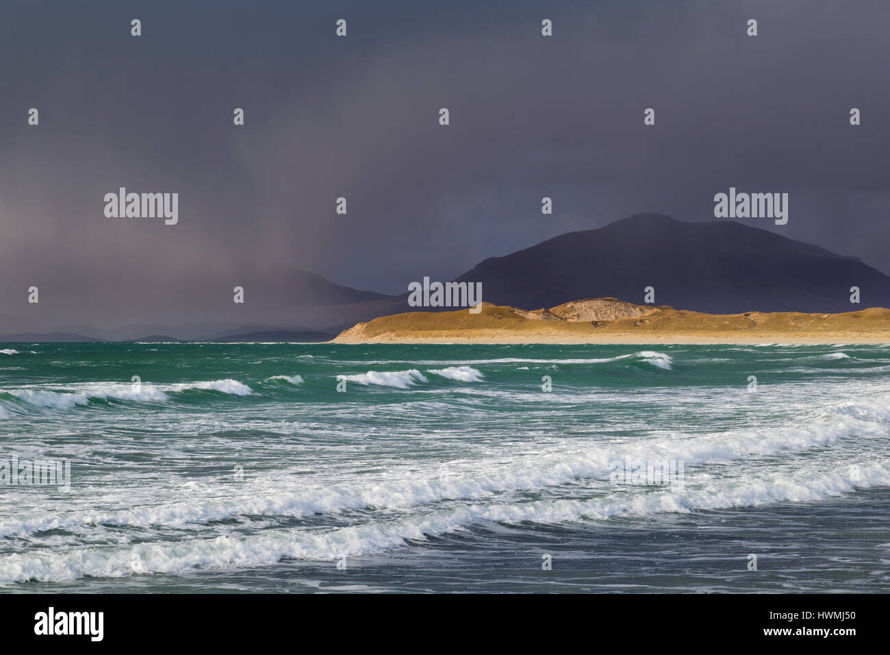 Wilden atlantischen Meere an Seilebost, Isle of Harris Stockfoto