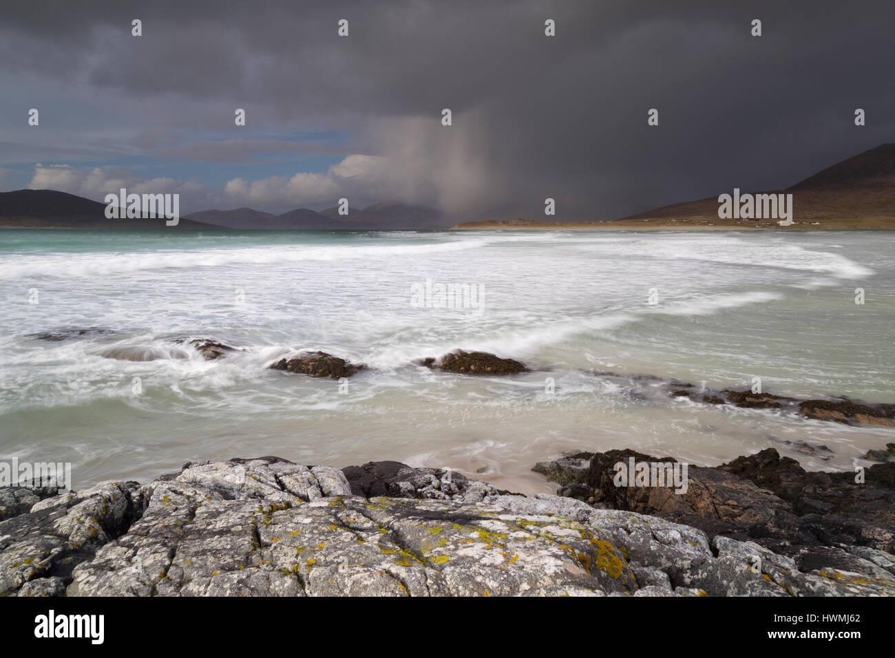 Küste bei Seilebost, Isle of Harris Stockfoto