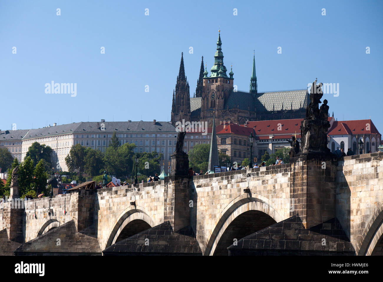 Karlsbrücke und Prager Burg, Prag, Tschechien Stockfoto