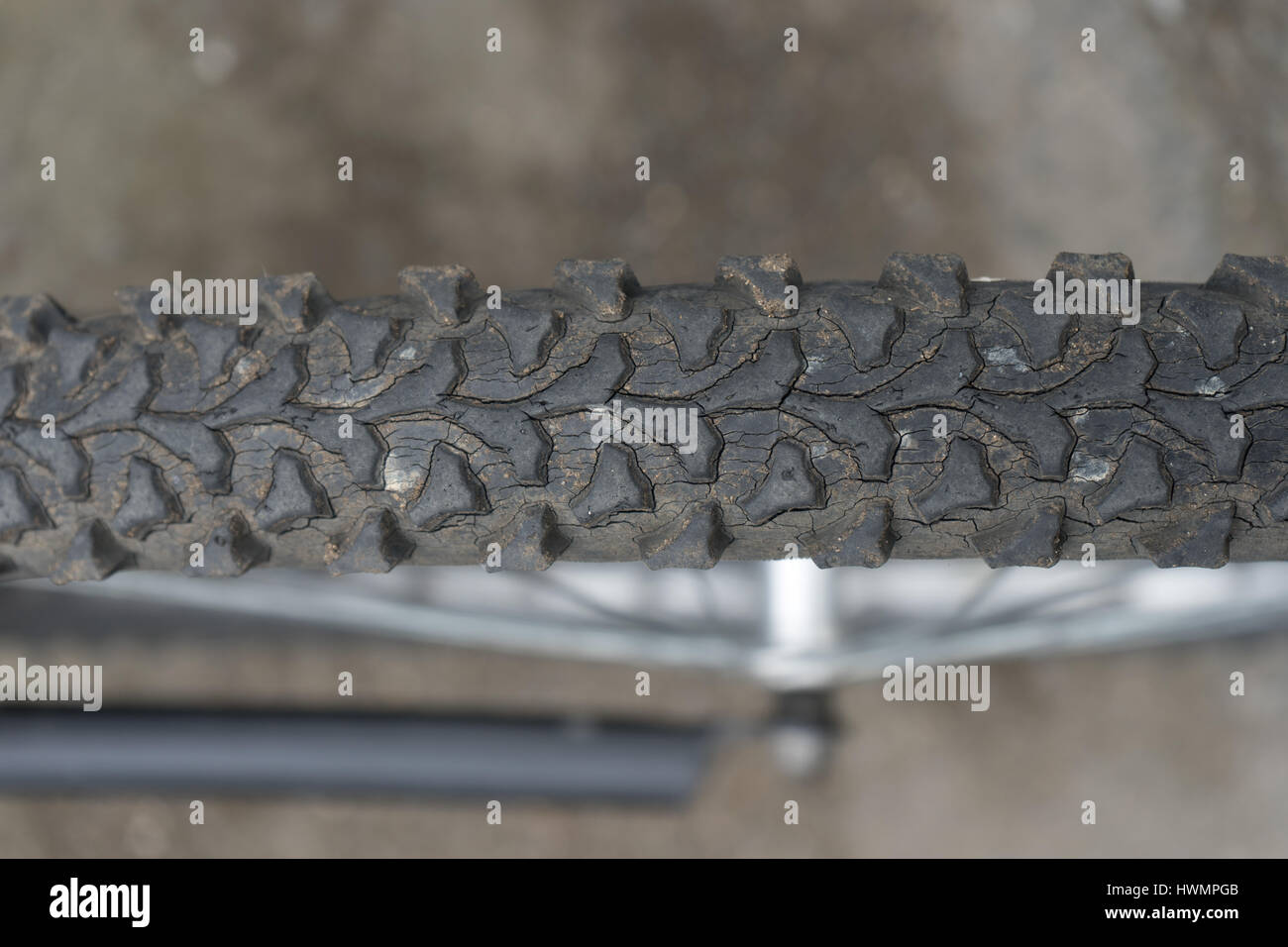 Fahrrad-Reifen-Lauffläche hautnah (Horizontal) Stockfoto