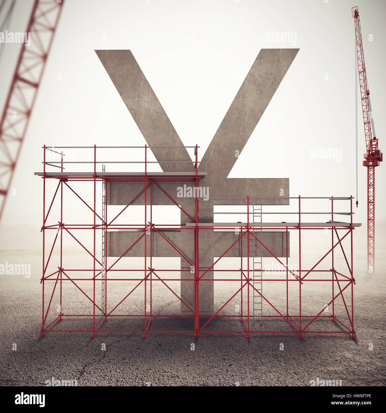 Stärken Sie Yen-Wirtschaft. 3D Rendering Stockfoto